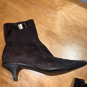 Vintage Prada Brown Suede Kitten Heel Booties SZ38 US 7